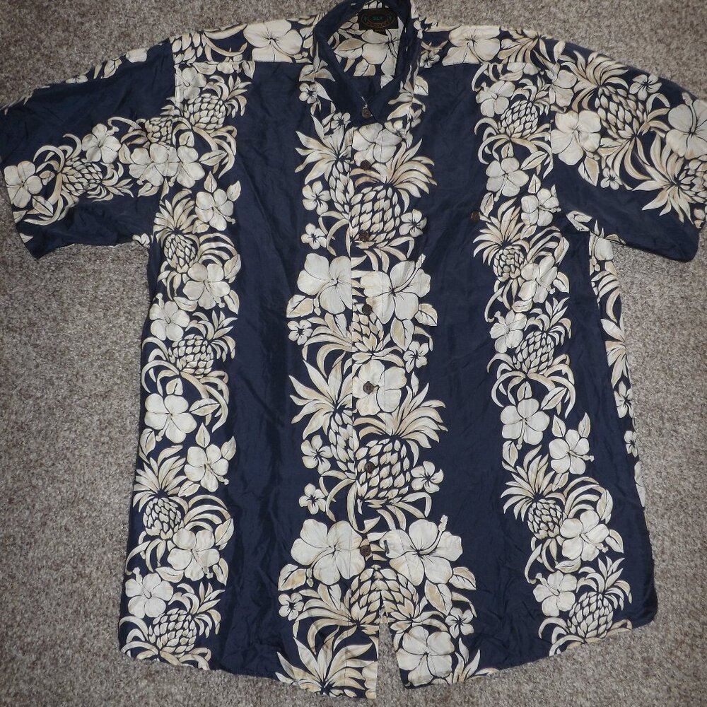 men's HAWAIIAN SILK COMPANY silk button down shirt size large
